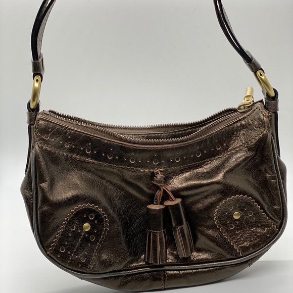 Burberry | Metallic Bronze Leather Baguette - Picture 1 of 5